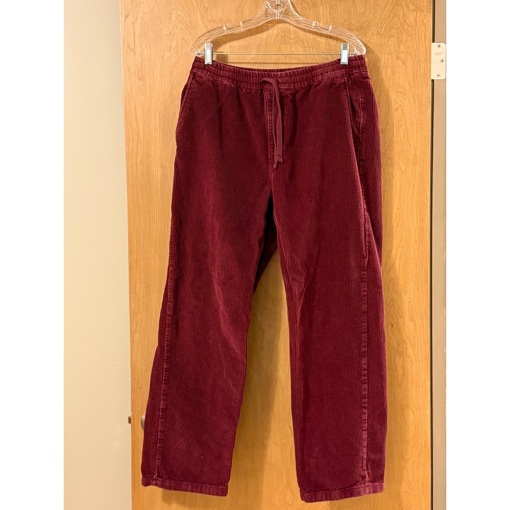 Empyre Corduroy Skate Pants Mens L Burgundy Loose Fit Elastic Waist Baggy Y2K